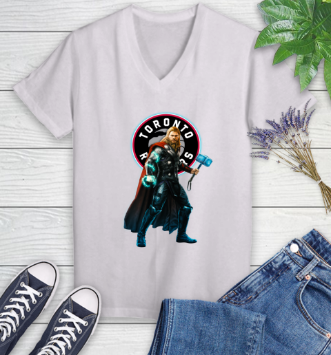 NBA Thor Avengers Endgame Basketball Toronto Raptors Women's V-Neck T-Shirt