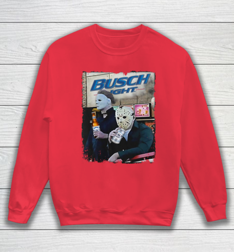 Michael Myers And Jason Voorhees Busch Light Halloween Sweatshirt 7