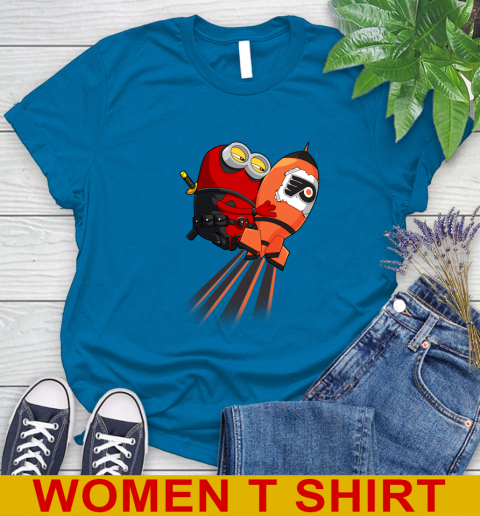 NHL Hockey Philadelphia Flyers Deadpool Minion Marvel Shirt Women's T-Shirt 8