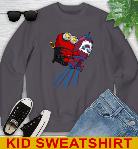 NHL Hockey Colorado Avalanche Deadpool Minion Marvel Shirt Youth Sweatshirt 5