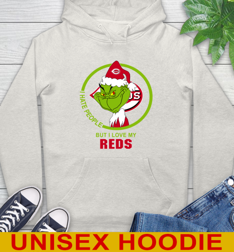 Cincinnati Reds MLB Christmas Grinch I Hate People But I Love My Favorite Baseball Team Hoodie 12