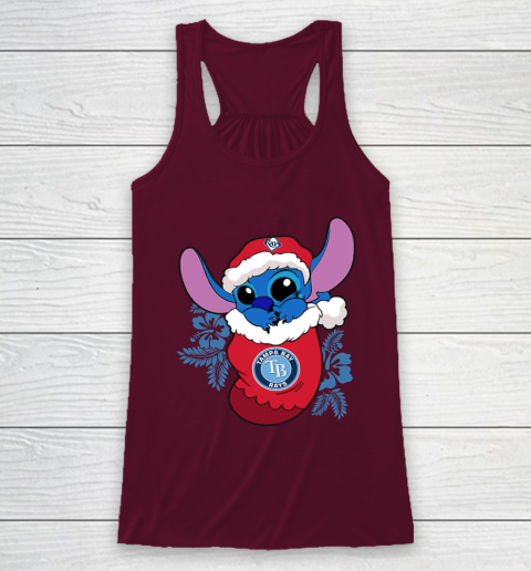 Tampa Bay Rays Christmas Stitch In The Sock Funny Disney MLB Racerback Tank 3