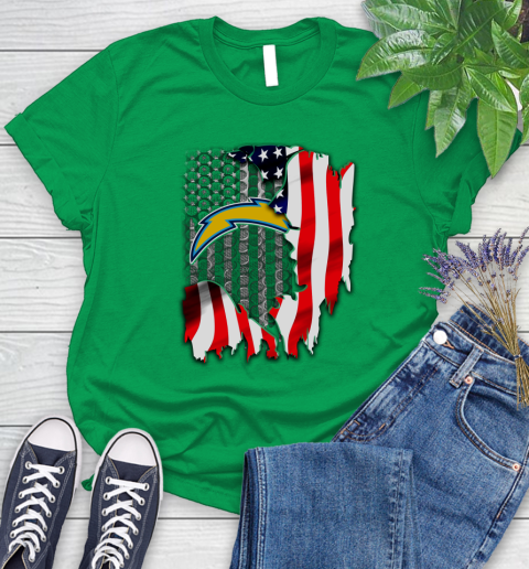 Los Angeles Chargers NFL Football American Flag Women's T-Shirt 9