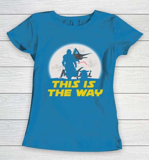 Miami Marlins MLB Baseball Star Wars Yoda And Mandalorian This Is The Way Women's T-Shirt 6