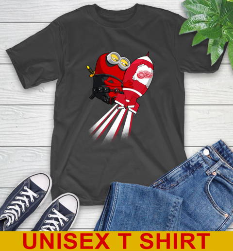 NHL Hockey Detroit Red Wings Deadpool Minion Marvel Shirt T-Shirt