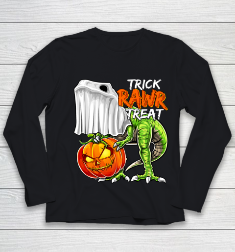 Halloween Dinosaur Ghost Pumpkin Jack O Lantern Gift Boys Youth Long Sleeve