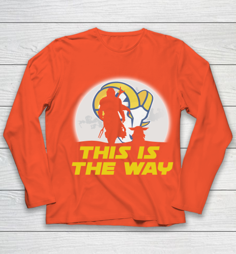 Los Angeles Rams NFL Football Star Wars Yoda And Mandalorian This Is The Way Youth Long Sleeve 3