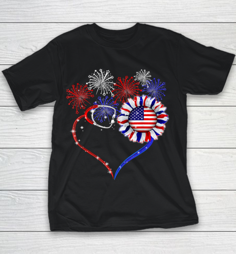 Patriotic Nurse 4th Of July American Flag Independence Day Youth T-Shirt