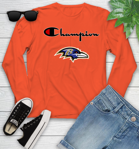 NFL Football Baltimore Ravens Champion Shirt Youth Long Sleeve 2