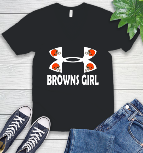 NFL Cleveland Browns Girl Under Armour Football Sports V-Neck T-Shirt
