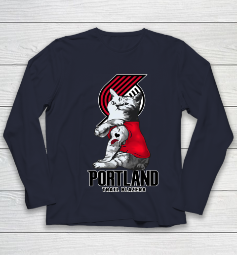 NBA Basketball My Cat Loves Portland Trail Blazers Youth Long Sleeve 2
