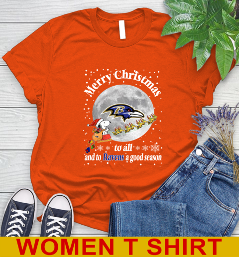 Baltimore Ravens Merry Christmas To All And To Ravens A Good Season NFL Football Sports Women's T-Shirt 3