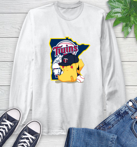 MLB Pikachu Baseball Sports Minnesota Twins Long Sleeve T-Shirt