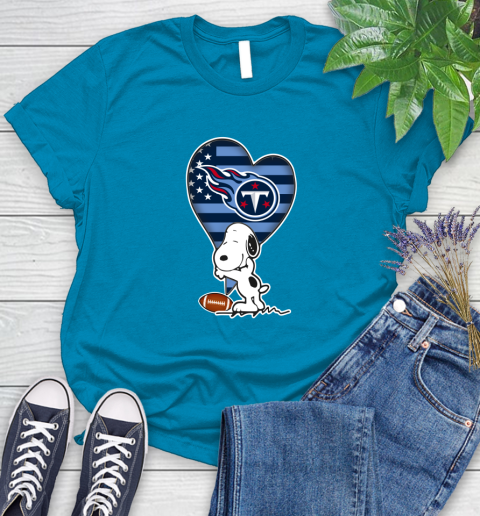 Tennessee Titans NFL Football The Peanuts Movie Adorable Snoopy Women's T-Shirt 7