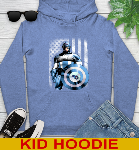 Tennessee Titans NFL Football Captain America Marvel Avengers American Flag Shirt Youth Hoodie 12