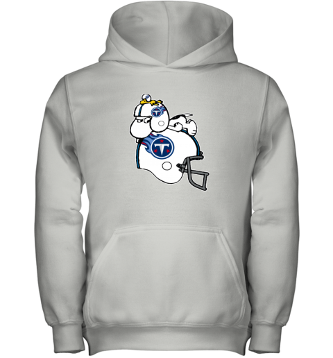 Snoopy And Woodstock Resting On Tennessee Titans Helmet 8vfz snoopy and woodstock resting on tennessee titans helmet youth hoodie 43 front white