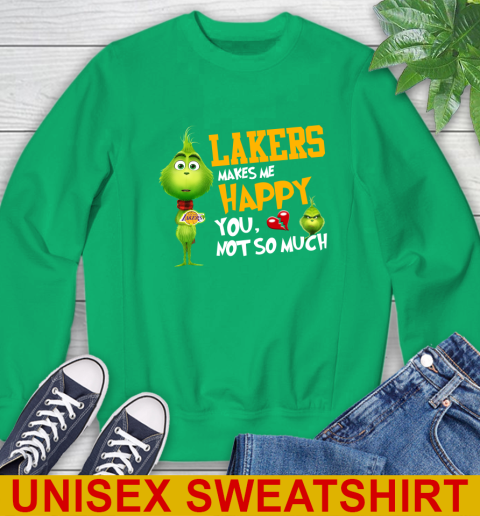 NBA Los Angeles Lakers Makes Me Happy You Not So Much Grinch Basketball Sports Sweatshirt 8