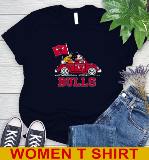 NBA Basketball Chicago Bulls Pluto Mickey Driving Disney Shirt Women's T-Shirt 3