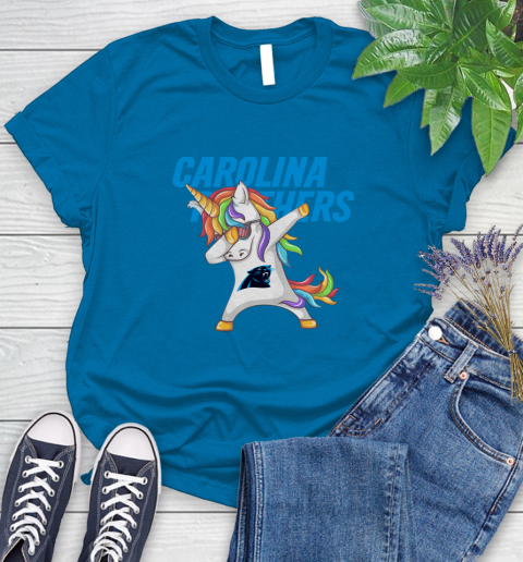 Carolina Panthers NFL Football Funny Unicorn Dabbing Sports Women's T-Shirt 7