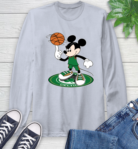 NBA Basketball Boston Celtics Cheerful Mickey Disney Shirt Long Sleeve T-Shirt 6