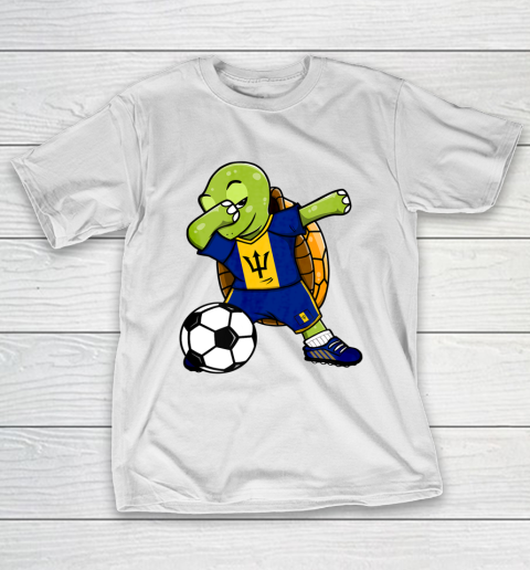 Dabbing Turtle Barbados Soccer Fans Jersey Flag Football T-Shirt