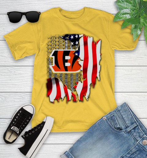 Cincinnati Bengals NFL Football American Flag Youth T-Shirt 10