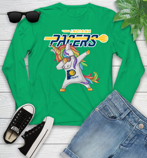 Indiana Pacers NBA Basketball Funny Unicorn Dabbing Sports Youth Long Sleeve 6