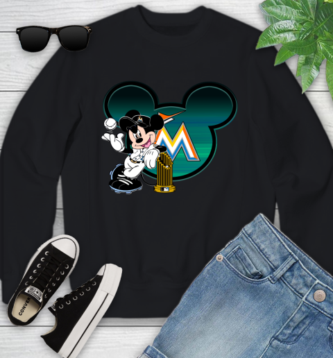 MLB Miami Marlins The Commissioner's Trophy Mickey Mouse Disney Youth Sweatshirt 2