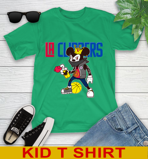 LA Clippers NBA Basketball Mickey Peace Sign Sports Youth T-Shirt 6