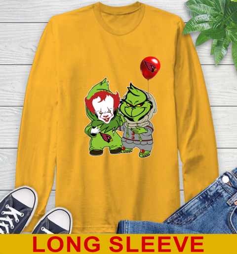 Arizona Cardinals Baby Pennywise Grinch Christmas NFL Football Long Sleeve T-Shirt 3