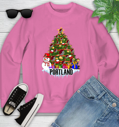 Portland Trail Blazers Merry Christmas NBA Basketball Sports Youth Sweatshirt 7