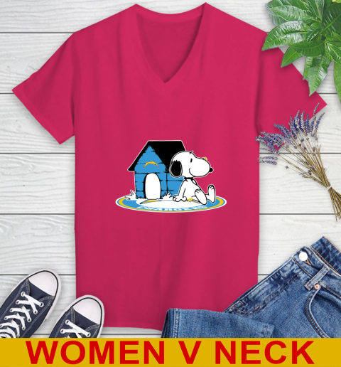 NFL Football Los Angeles Chargers Snoopy The Peanuts Movie Shirt Women's V-Neck T-Shirt 10