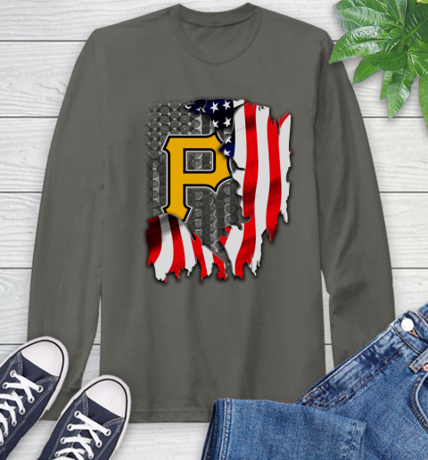 Pittsburgh Pirates MLB Baseball American Flag Long Sleeve T-Shirt 9