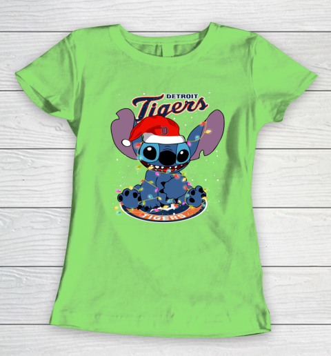Detroit Tigers MLB noel stitch Baseball Christmas Women's T-Shirt 5