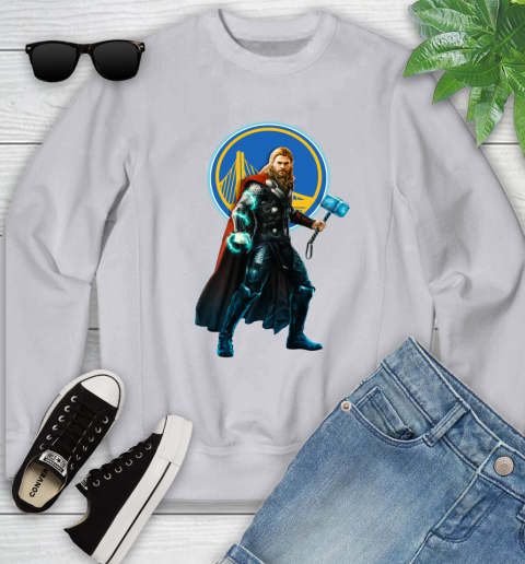 NBA Thor Avengers Endgame Basketball Golden State Warriors Youth Sweatshirt 4