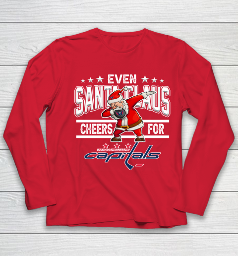 Washington Capitals Even Santa Claus Cheers For Christmas NHL Youth Long Sleeve 8