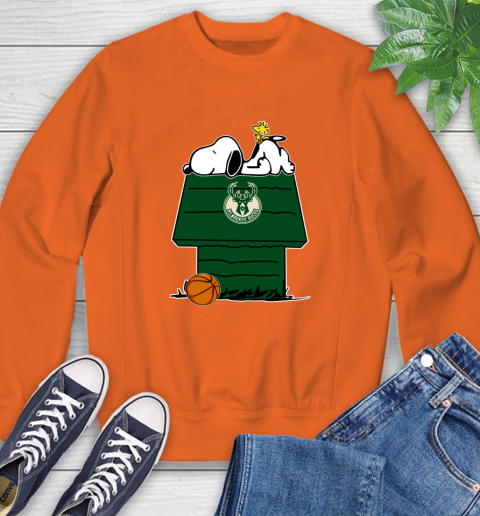 Milwaukee Bucks NBA Basketball Snoopy Woodstock The Peanuts Movie Sweatshirt 4