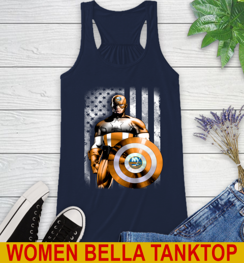 New York Islanders NHL Hockey Captain America Marvel Avengers American Flag Shirt Racerback Tank 9