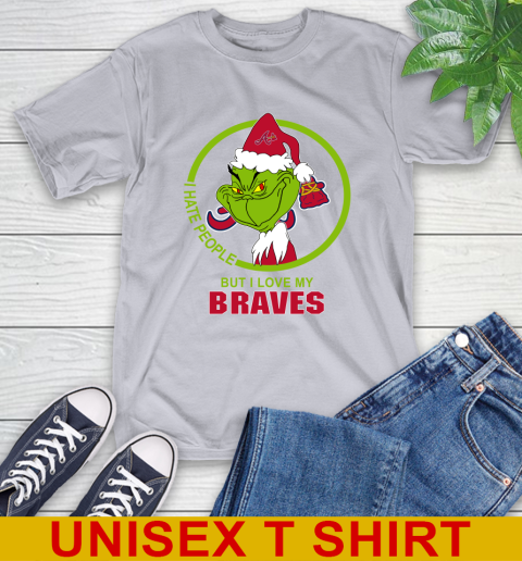 Atlanta Braves MLB Christmas Grinch I Hate People But I Love My Favorite Baseball Team T-Shirt 6