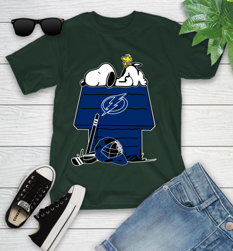 Tampa Bay Lightning NHL Hockey Snoopy Woodstock The Peanuts Movie Youth T-Shirt 5