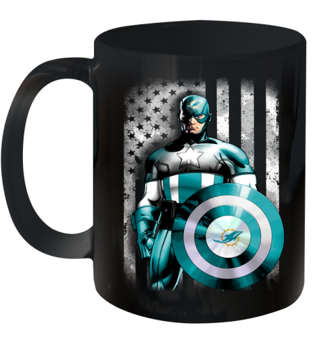 Miami Dolphins NFL Football Captain America Marvel Avengers American Flag Shirt Ceramic Mug 11oz