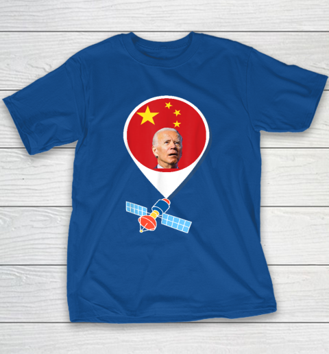 Chinese Spy Balloon Funny Surveillance Joe Biden China Flag Youth T-Shirt 6