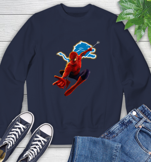 NFL Spider Man Avengers Endgame Football Detroit Lions Sweatshirt 3