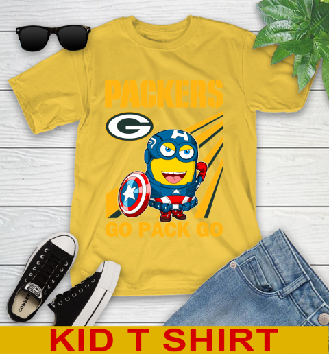 NFL Football Green Bay Packers Captain America Marvel Avengers Minion Shirt Youth T-Shirt 9