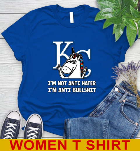 Los Angeles Angels MLB Baseball Unicorn I'm Not Anti Hater I'm Anti Bullshit (2) Women's T-Shirt 9