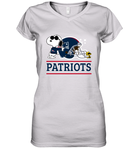 The New England Patriots Joe Cool And Woodstock Snoopy Mashup Women's V-Neck T-Shirt