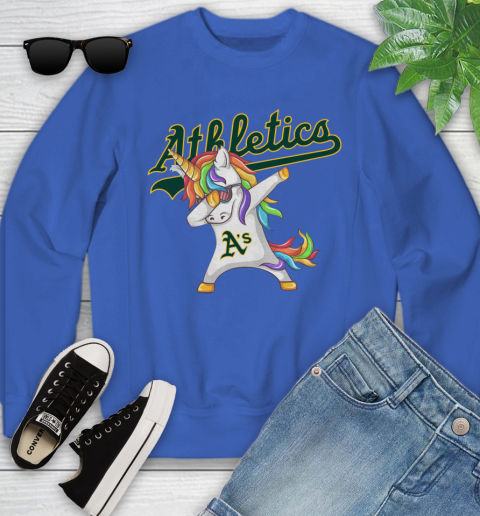 Oakland Athletics MLB Baseball Funny Unicorn Dabbing Sports Youth Sweatshirt 8
