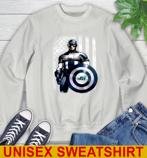 Utah Jazz NBA Basketball Captain America Marvel Avengers American Flag Shirt Sweatshirt 5