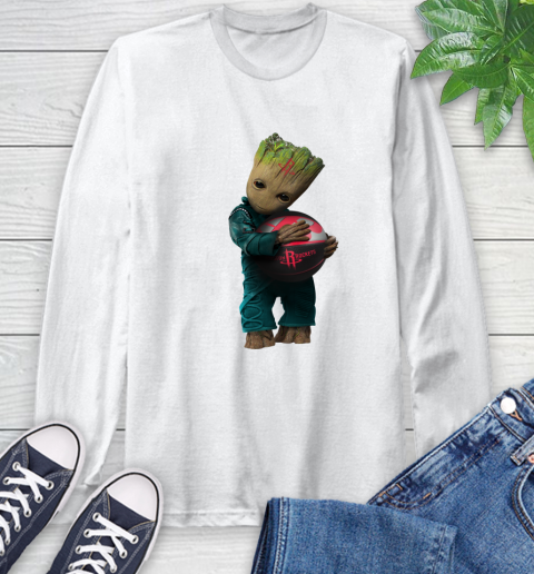 NBA Groot Guardians Of The Galaxy Basketball Sports Houston Rockets Long Sleeve T-Shirt