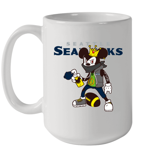 Seattle Seahawks NFL Football Mickey Peace Sign Sports Ceramic Mug 15oz